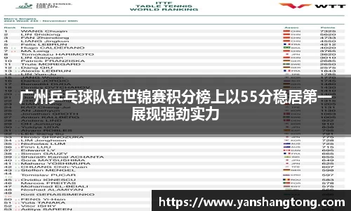 广州乒乓球队在世锦赛积分榜上以55分稳居第一展现强劲实力